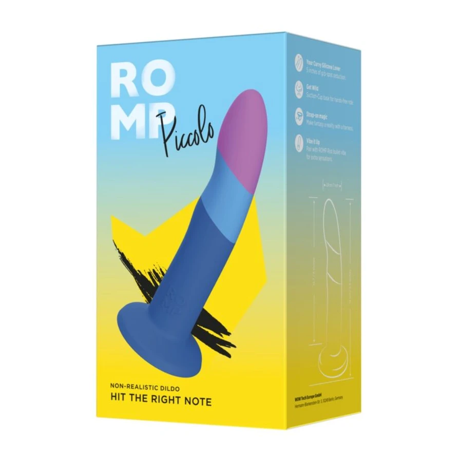 ROMP - DILDO IN SILICONE PICCOLO CON VENTOSA TRICOLORE 14 CM